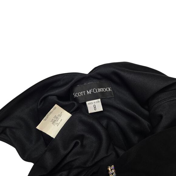 Vintage Y2K Scott MccClintock Black Ruffle Gathered Maxi Dress Size 8 - Picture 7 of 7